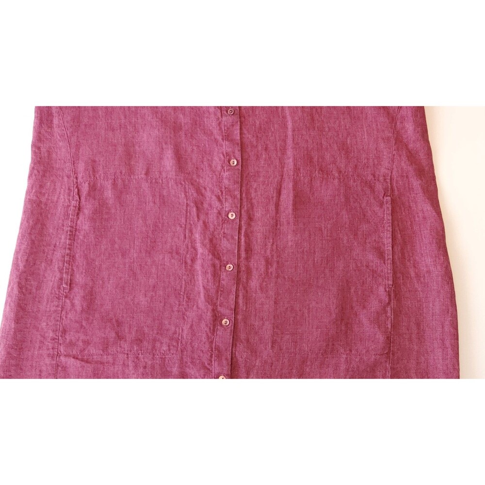 EILEEN FISHER Organic Linen Delave Shirtdress in Berry Pink Comfy Casual - 1X - Picture 3 of 10
